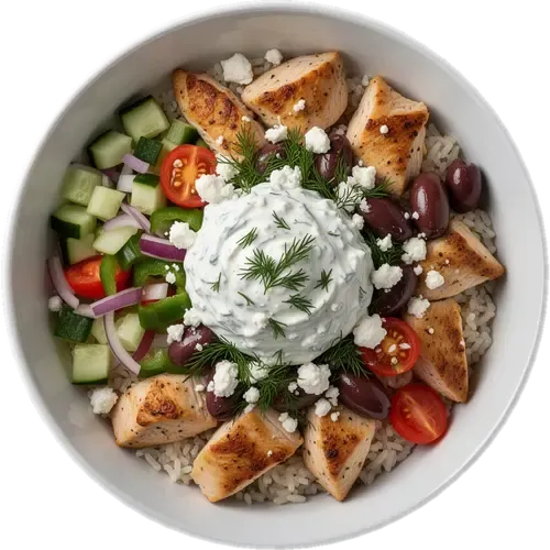 Healthy Greek Chicken & Rice Bowl