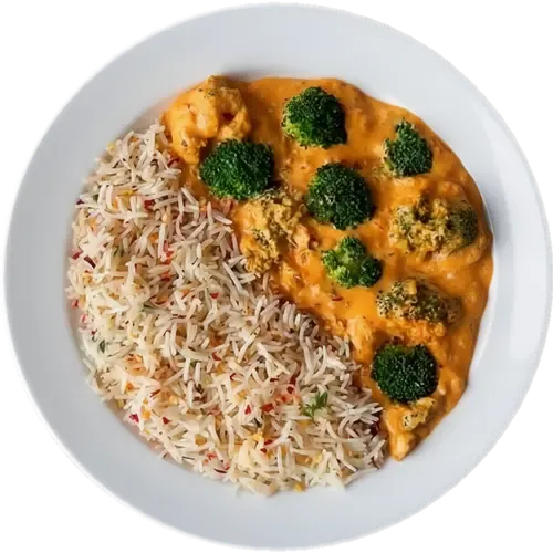 Creamy Masala Broccoli with Herb Rice Meal Bowl