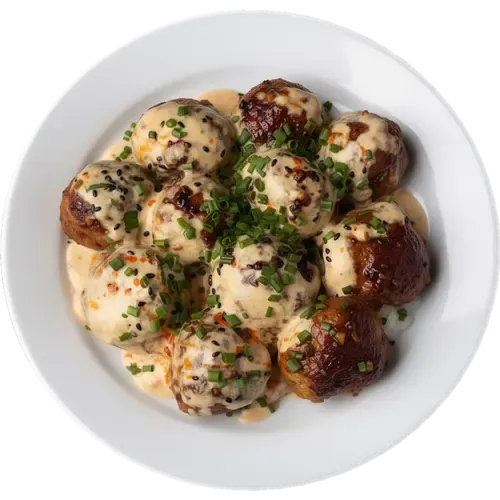 Teriyaki Meatballs with Spicy Miso Sauce