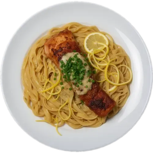 Lemon Garlic Salmon Pasta