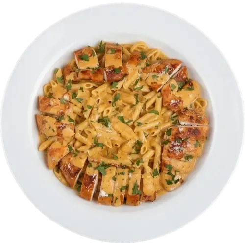 High Protein Roasted Garlic Parmesan Chicken Pasta