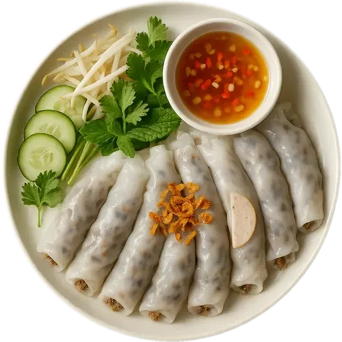 Bánh Cuốn with Pork and Mushrooms