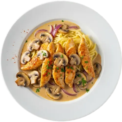 Hähnchen-Geschnetzeltes in cremiger Pilzsauce