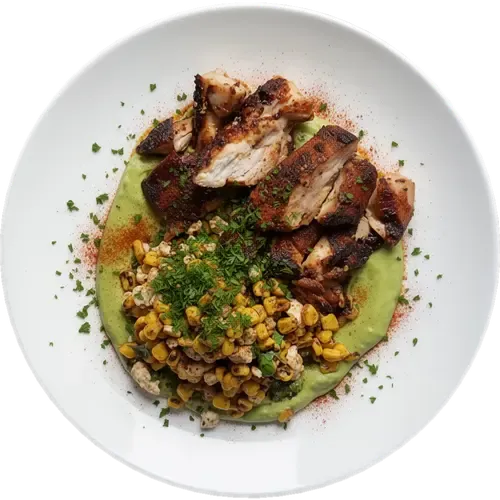 CRISPY PERUVIAN CHICKEN WITH AJÍ VERDE AND CORN SALSA