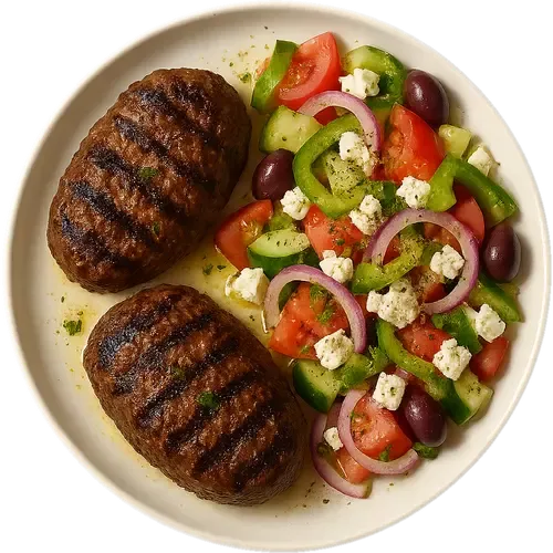 Bifteki with Greek Salad
