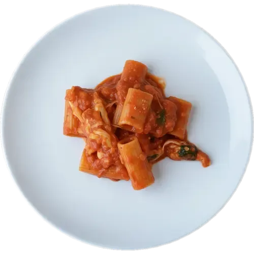 Crispy Golden Chicken with Tomato-Basil Rigatoni