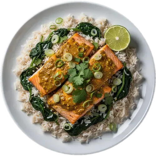One-Pot Miso-Turmeric Salmon and Coconut Rice