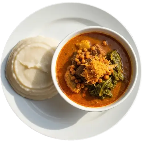 Egusi Soup with Pounded Yam