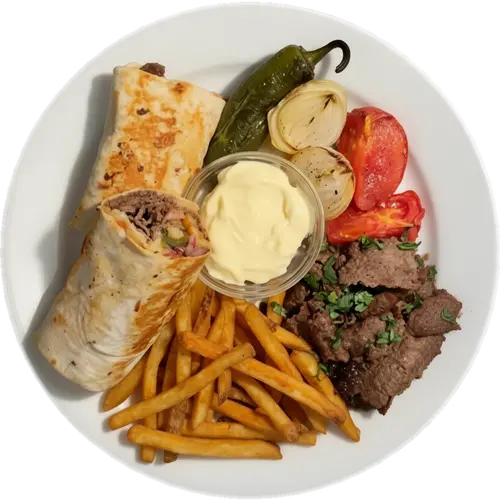 Doner Kebab with Spicy Tomato and Garlic Sauce