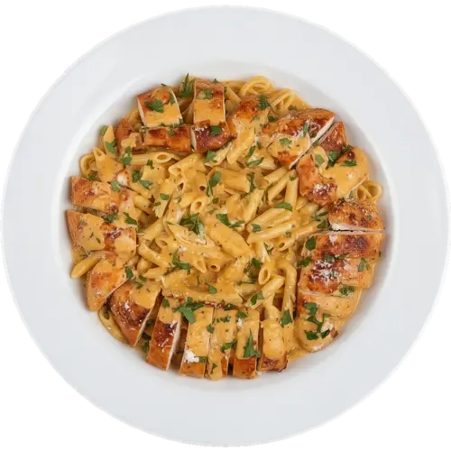 High Protein Roasted Garlic Parmesan Chicken Pasta
